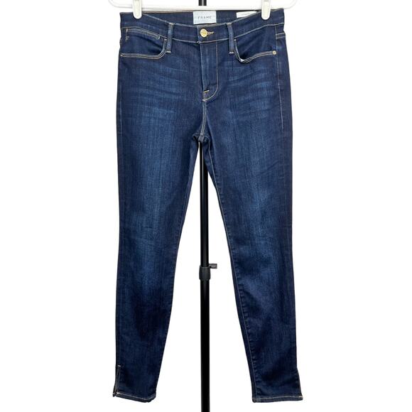Frame Le High Dark Wash Skinny Jeans Size 26 Classic Casual Basic Minimalist - Picture 1 of 11
